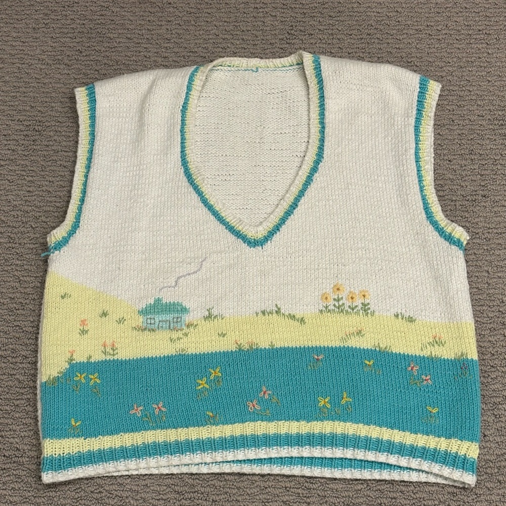 HANDMADE CROCHET beach village Sweater Vest - Picture 4 of 5